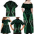 Aotearoa Pounamu Niho Family Matching Off Shoulder Maxi Dress and Hawaiian Shirt Silver Fern Mix Maori Pattern - Green