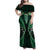 Aotearoa Pounamu Niho Family Matching Off Shoulder Maxi Dress and Hawaiian Shirt Silver Fern Mix Maori Pattern - Green