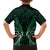 Aotearoa Pounamu Niho Family Matching Off Shoulder Short Dress and Hawaiian Shirt Silver Fern Mix Maori Pattern - Green