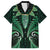 Aotearoa Pounamu Niho Family Matching Off Shoulder Short Dress and Hawaiian Shirt Silver Fern Mix Maori Pattern - Green