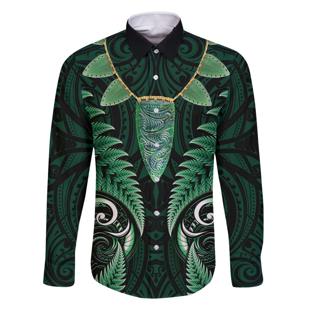 Aotearoa Pounamu Niho Family Matching Off Shoulder Short Dress and Hawaiian Shirt Silver Fern Mix Maori Pattern - Green