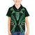 Aotearoa Pounamu Niho Family Matching Off Shoulder Short Dress and Hawaiian Shirt Silver Fern Mix Maori Pattern - Green