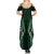 Aotearoa Pounamu Niho Family Matching Summer Maxi Dress and Hawaiian Shirt Silver Fern Mix Maori Pattern - Green