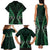 Aotearoa Pounamu Niho Family Matching Tank Maxi Dress and Hawaiian Shirt Silver Fern Mix Maori Pattern - Green