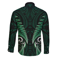 Aotearoa Pounamu Niho Family Matching Tank Maxi Dress and Hawaiian Shirt Silver Fern Mix Maori Pattern - Green
