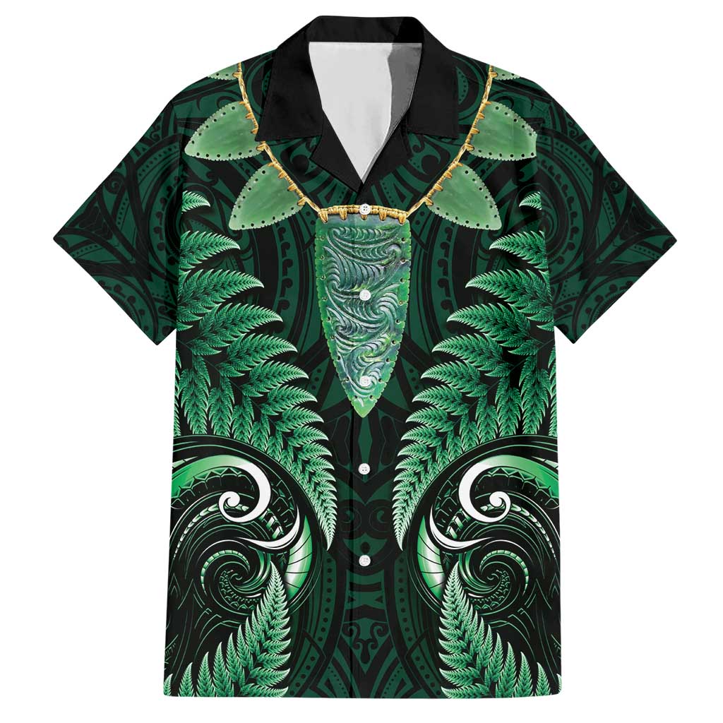 Aotearoa Pounamu Niho Hawaiian Shirt Silver Fern Mix Maori Pattern - Green