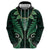 Aotearoa Pounamu Niho Hoodie Silver Fern Mix Maori Pattern - Green