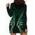 Aotearoa Pounamu Niho Hoodie Dress Silver Fern Mix Maori Pattern - Green