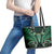 Aotearoa Pounamu Niho Leather Tote Bag Silver Fern Mix Maori Pattern - Green