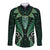 Aotearoa Pounamu Niho Long Sleeve Button Shirt Silver Fern Mix Maori Pattern - Green