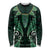 Aotearoa Pounamu Niho Long Sleeve Shirt Silver Fern Mix Maori Pattern - Green