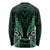 Aotearoa Pounamu Niho Long Sleeve Shirt Silver Fern Mix Maori Pattern - Green