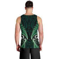 Aotearoa Pounamu Niho Men Tank Top Silver Fern Mix Maori Pattern - Green