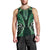 Aotearoa Pounamu Niho Men Tank Top Silver Fern Mix Maori Pattern - Green