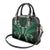 Aotearoa Pounamu Niho Shoulder Handbag Silver Fern Mix Maori Pattern - Green