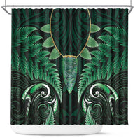 Aotearoa Pounamu Niho Shower Curtain Silver Fern Mix Maori Pattern - Green LT14 Green - Polynesian Pride