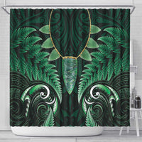 Aotearoa Pounamu Niho Shower Curtain Silver Fern Mix Maori Pattern - Green LT14 - Polynesian Pride