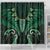 Aotearoa Pounamu Niho Shower Curtain Silver Fern Mix Maori Pattern - Green