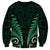 Aotearoa Pounamu Niho Sweatshirt Silver Fern Mix Maori Pattern - Green