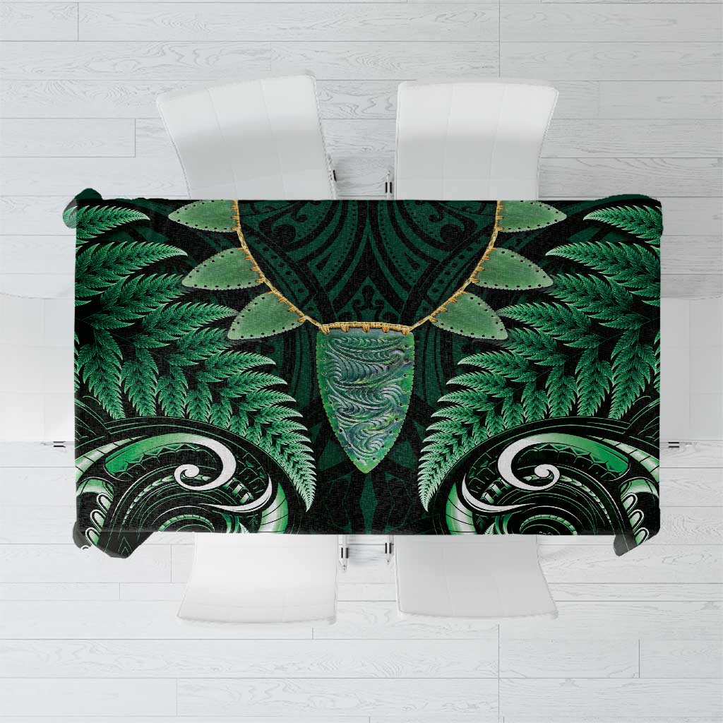 Aotearoa Pounamu Niho Tablecloth Silver Fern Mix Maori Pattern - Green