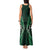 Aotearoa Pounamu Niho Tank Maxi Dress Silver Fern Mix Maori Pattern - Green