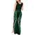 Aotearoa Pounamu Niho Tank Maxi Dress Silver Fern Mix Maori Pattern - Green