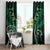 Aotearoa Pounamu Niho Window Curtain Silver Fern Mix Maori Pattern - Green