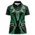 Aotearoa Pounamu Niho Women Polo Shirt Silver Fern Mix Maori Pattern - Green