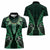 Aotearoa Pounamu Niho Women Polo Shirt Silver Fern Mix Maori Pattern - Green