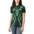 Aotearoa Pounamu Niho Women Polo Shirt Silver Fern Mix Maori Pattern - Green