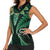 Aotearoa Pounamu Niho Women Sleeveless Polo Shirt Silver Fern Mix Maori Pattern - Green