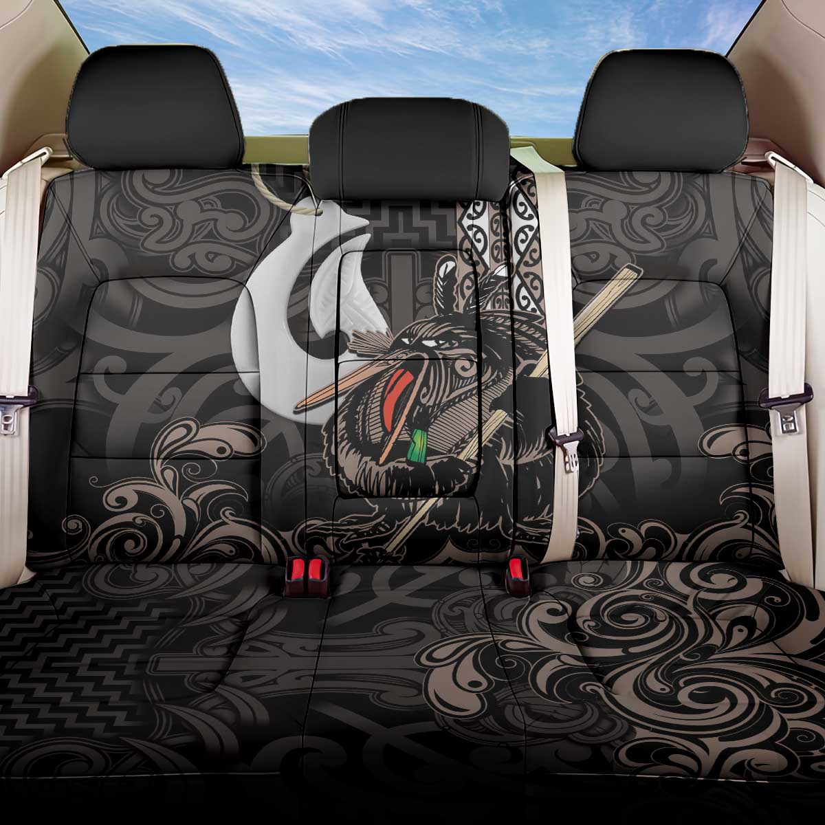 Aotearoa Hei Matau Back Car Seat Cover Haka Kiwi Mix Maori Mangopare