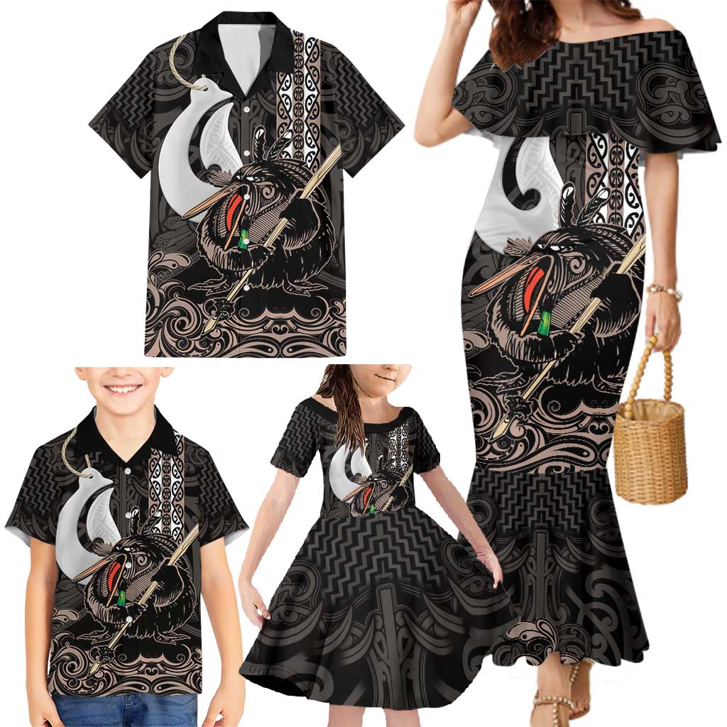 Aotearoa Hei Matau Family Matching Mermaid Dress and Hawaiian Shirt Haka Kiwi Mix Maori Mangopare LT14 - Polynesian Pride