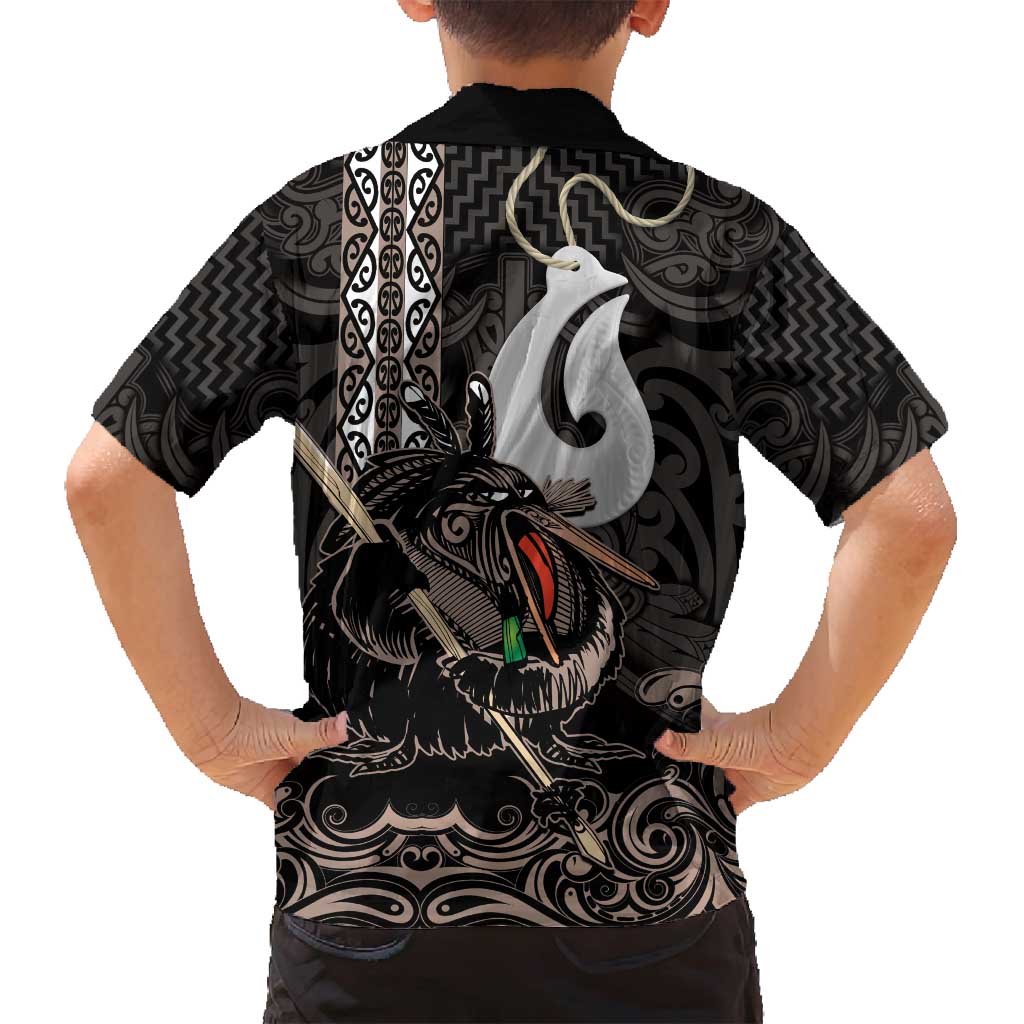 Aotearoa Hei Matau Family Matching Off Shoulder Maxi Dress and Hawaiian Shirt Haka Kiwi Mix Maori Mangopare LT14 - Polynesian Pride
