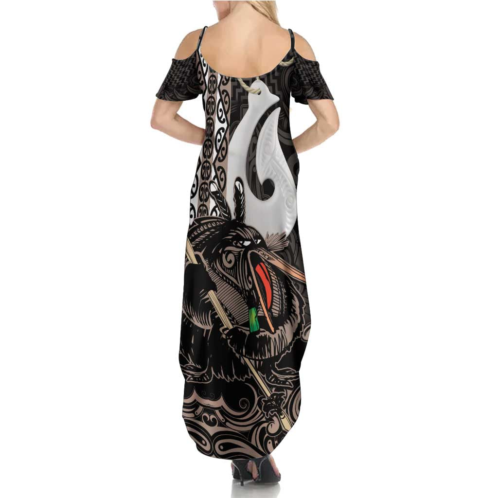 Aotearoa Hei Matau Family Matching Summer Maxi Dress and Hawaiian Shirt Haka Kiwi Mix Maori Mangopare LT14 - Polynesian Pride