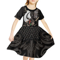 Aotearoa Hei Matau Kid Short Sleeve Dress Haka Kiwi Mix Maori Mangopare LT14 - Polynesian Pride