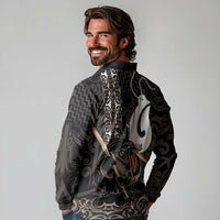 Aotearoa Hei Matau Long Sleeve Polo Shirt Haka Kiwi Mix Maori Mangopare LT14 - Polynesian Pride