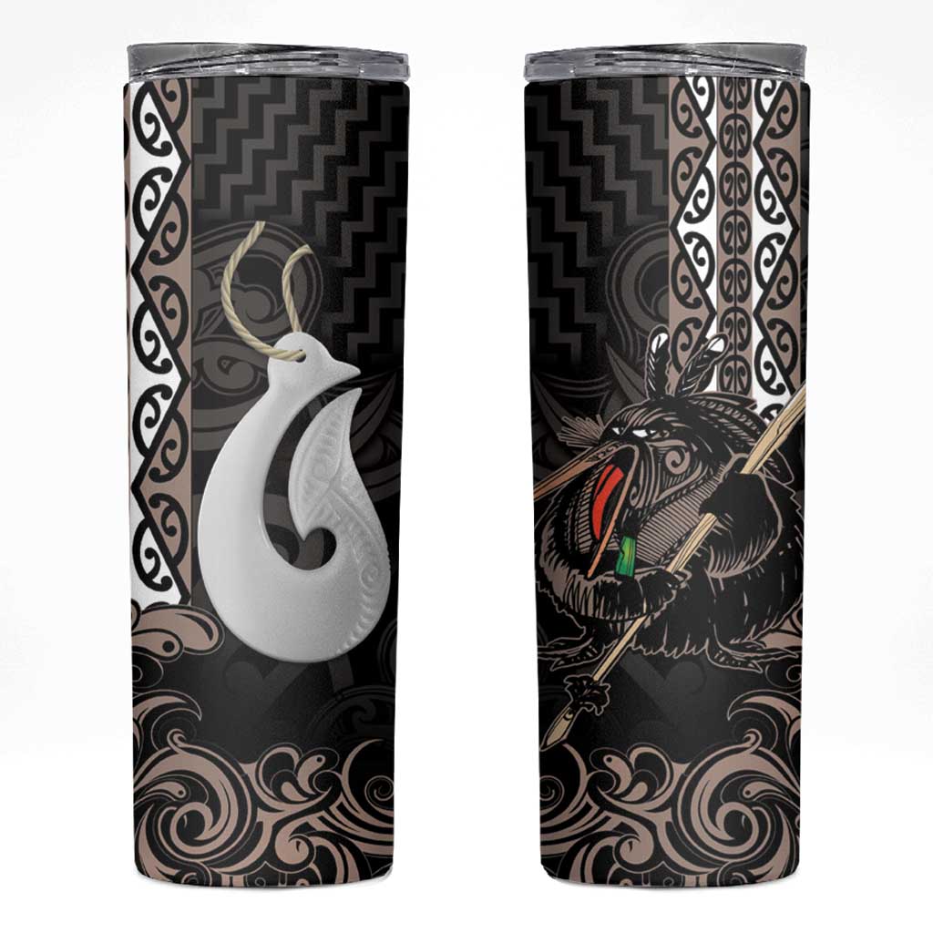 Aotearoa Hei Matau Skinny Tumbler Haka Kiwi Mix Maori Mangopare LT14 Black - Polynesian Pride