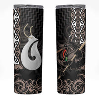 Aotearoa Hei Matau Skinny Tumbler Haka Kiwi Mix Maori Mangopare LT14 Black - Polynesian Pride