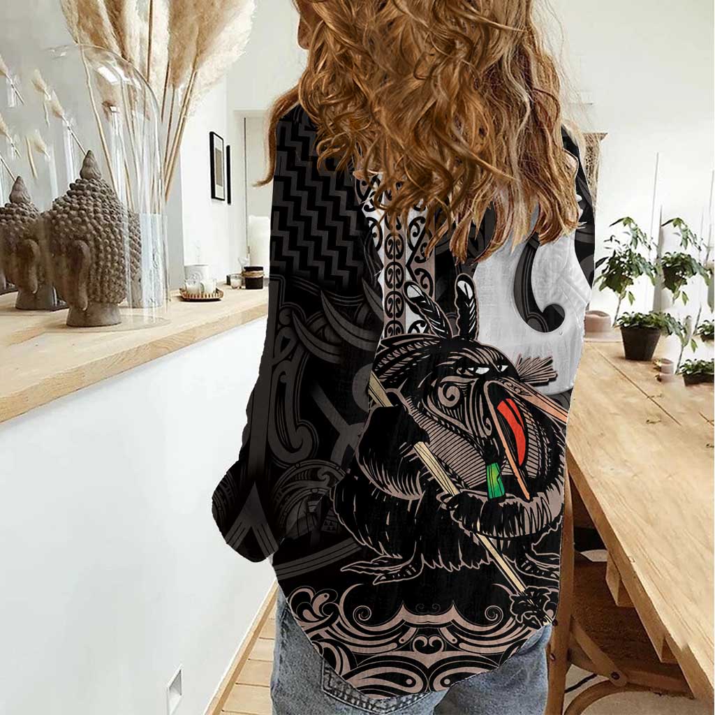 Aotearoa Hei Matau Women Casual Shirt Haka Kiwi Mix Maori Mangopare LT14 - Polynesian Pride