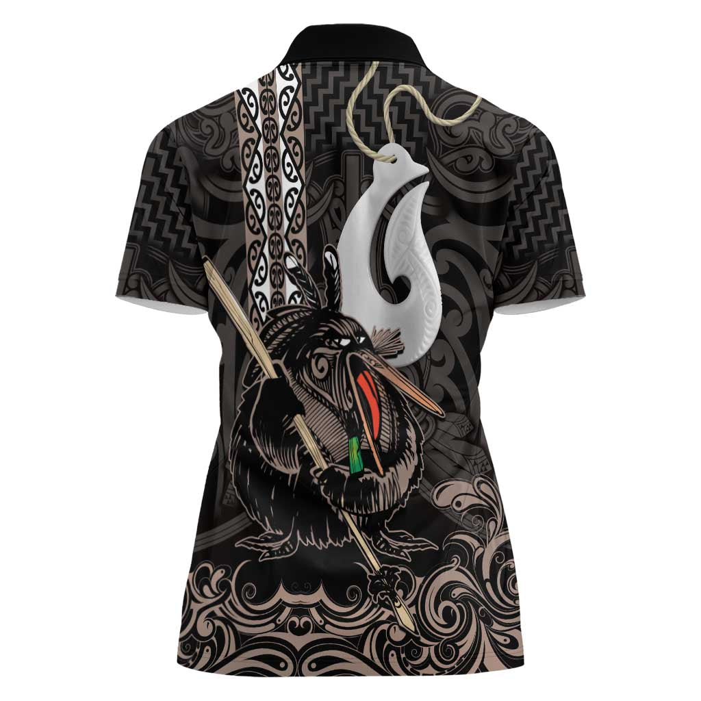 Aotearoa Hei Matau Women Polo Shirt Haka Kiwi Mix Maori Mangopare