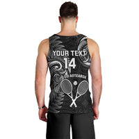 Custom New Zealand Tiki Tennis Men Tank Top 2024 Aotearoa Tenehi Maori Silver Fern - Black LT14 - Polynesian Pride