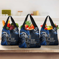 New Zealand Tiki Tennis Grocery Bag Aotearoa Tenehi Maori Silver Fern - Blue LT14 3-pack One Size Blue - Polynesian Pride