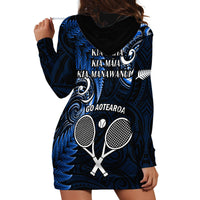 New Zealand Tiki Tennis Hoodie Dress 2024 Aotearoa Tenehi Maori Silver Fern - Blue LT14 - Polynesian Pride