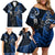 Custom New Zealand Tiki Tennis Family Matching Off Shoulder Short Dress and Hawaiian Shirt 2024 Aotearoa Tenehi Maori Silver Fern - Blue LT14 - Polynesian Pride