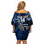 Custom New Zealand Tiki Tennis Off Shoulder Short Dress 2024 Aotearoa Tenehi Maori Silver Fern - Blue LT14 - Polynesian Pride