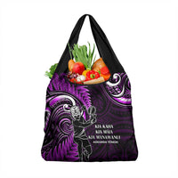 New Zealand Tiki Tennis Grocery Bag Aotearoa Tenehi Maori Silver Fern - Purple LT14 1-pack One Size Purple - Polynesian Pride