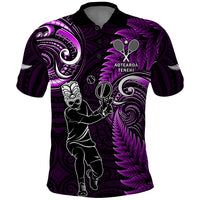 New Zealand Tiki Tennis Polo Shirt 2024 Aotearoa Tenehi Maori Silver Fern - Purple LT14 Purple - Polynesian Pride