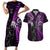 Custom New Zealand Tiki Tennis Couples Matching Short Sleeve Bodycon Dress and Hawaiian Shirt 2024 Aotearoa Tenehi Maori Silver Fern - Purple LT14 Purple - Polynesian Pride