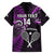 Custom New Zealand Tiki Tennis Family Matching Off Shoulder Short Dress and Hawaiian Shirt 2024 Aotearoa Tenehi Maori Silver Fern - Purple LT14 - Polynesian Pride